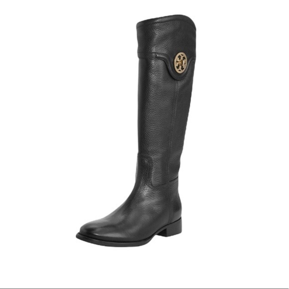 Tory Burch Selma Tall Pebbled Black Leather Riding Boot 8.5